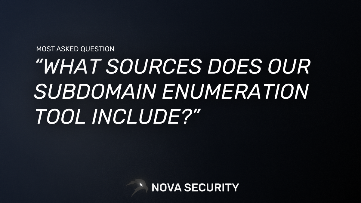 What Sources Does Nova Security's Subdomain Enumeration Tool Include?